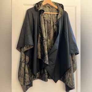 Rainraps foldable travel hooded black/camo poncho one size